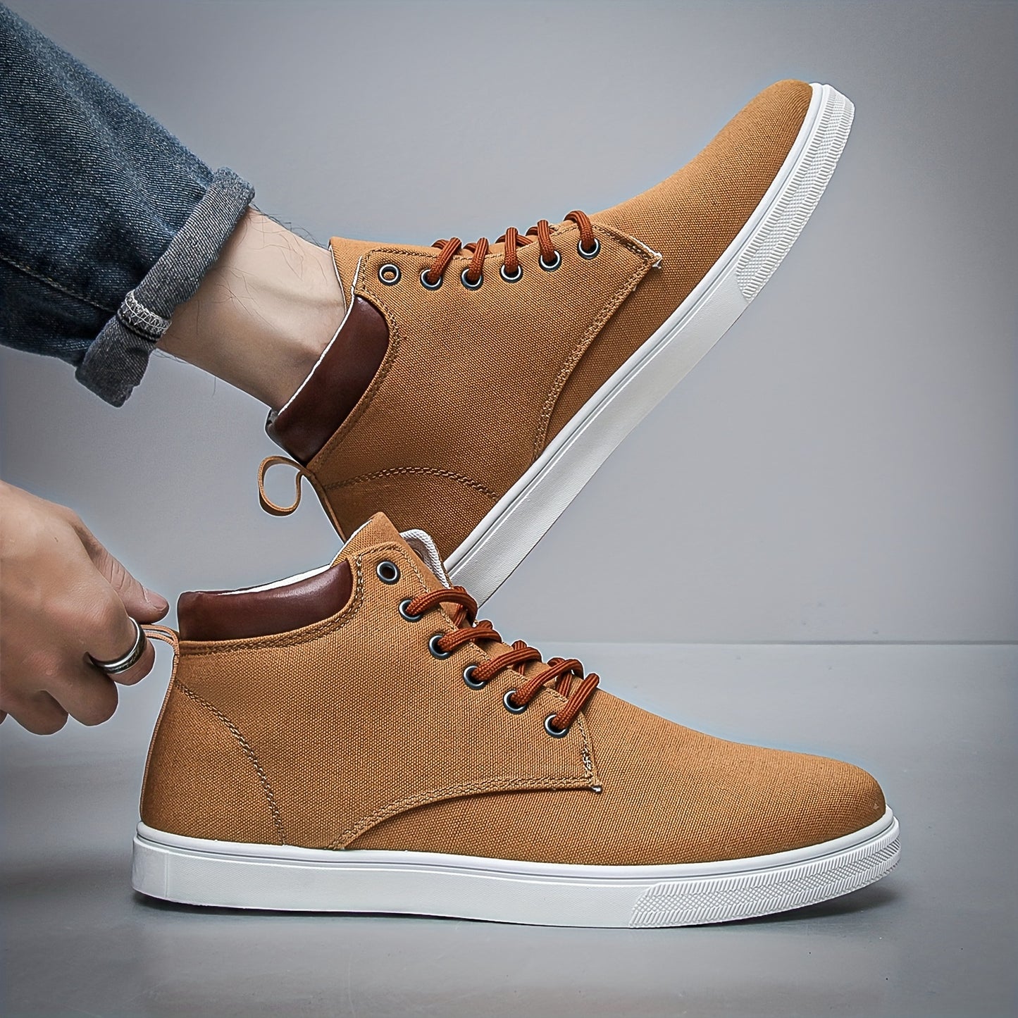 Canvas Skate Shoes With Good Traction, Men's Lace-up High Top Sneakers, Breathable , For Halloween